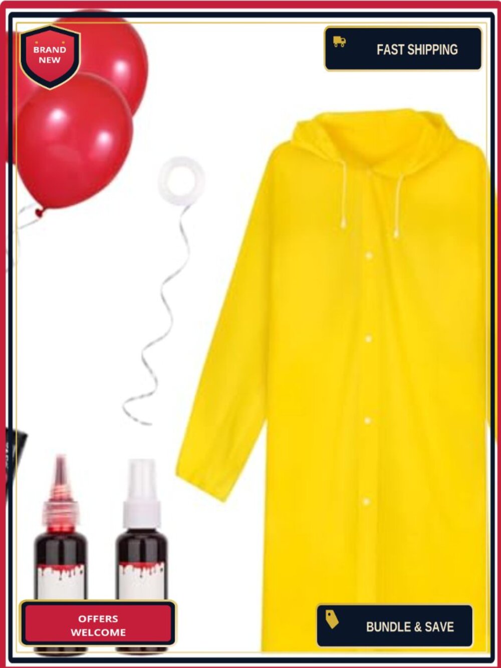 Halloween Costume Set Adult Raincoat Balloons Paint Pen Trick or Treat